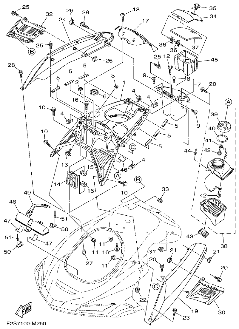 Yamaha FA1800A-M ENGINE HATCH 1 parts diagram